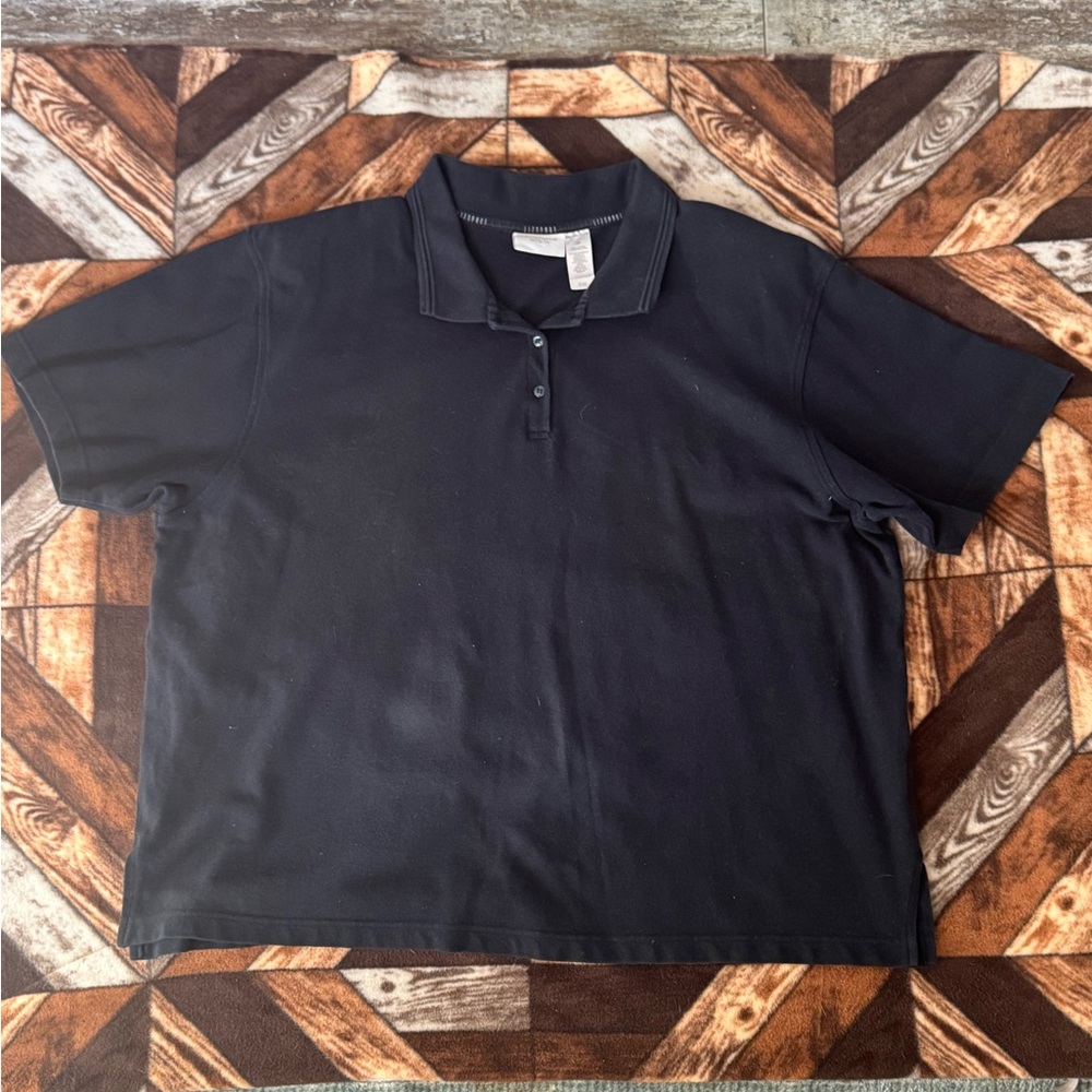Liz Claiborne Black Polo Button-Down Shirt
